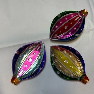 Christopher Radko for Stared Glass Christmas Ornament Bulb Candy Nut Dishes 2004